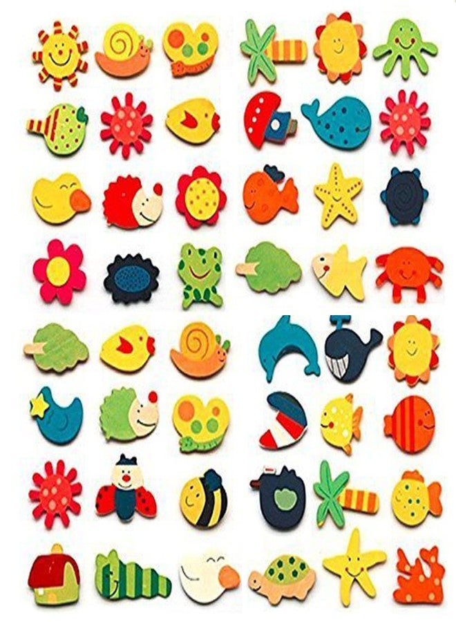 Jasol Fridge Magnets Wooden Nature Theme Magnets for Toddlers Create a Scne Magnetic PlaySet of 48 (Multicolor) - Image 1